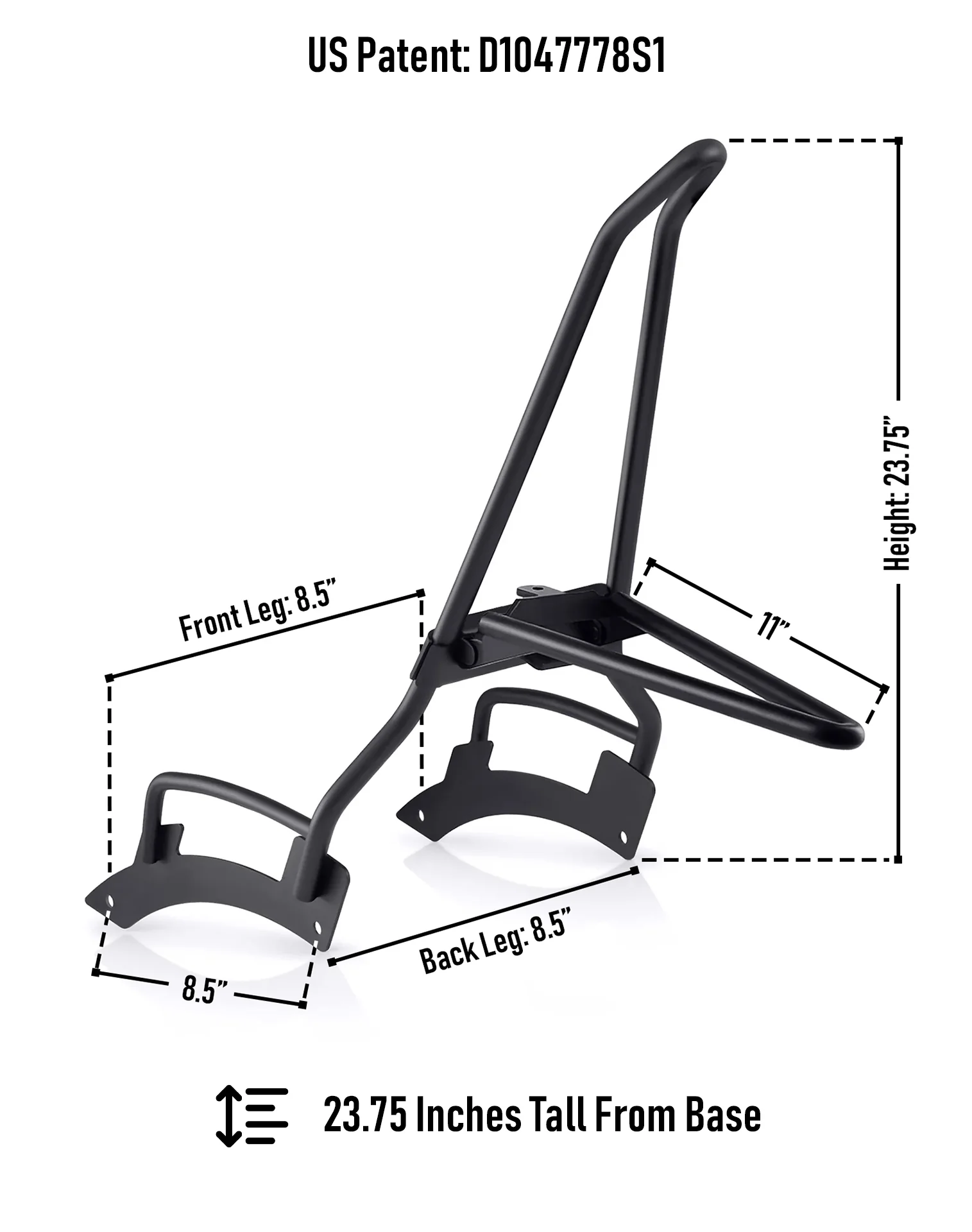 Iron Born Blade 25" Sissy Bar with Foldable Luggage Rack for 2025+ Indian 101 Scout Matte Black - Image 7