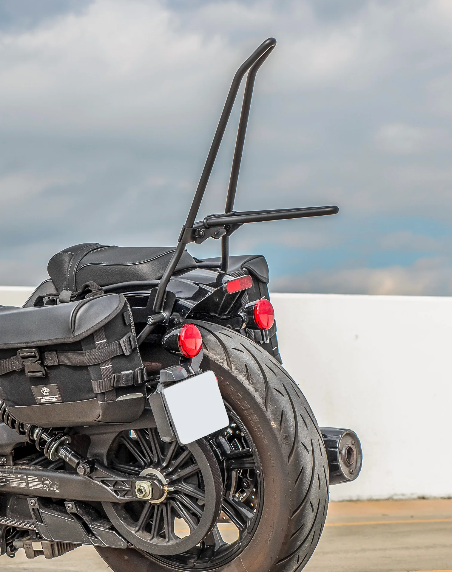 Iron Born Blade 25" Sissy Bar with Foldable Luggage Rack for 2025+ Indian Scout Bobber Matte Black - Image 3