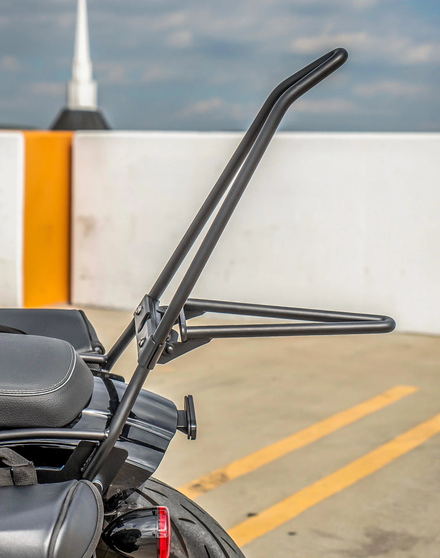 Iron Born Blade 25" Sissy Bar with Foldable Luggage Rack for 2025+ Indian Scout Bobber Matte Black - Image 6