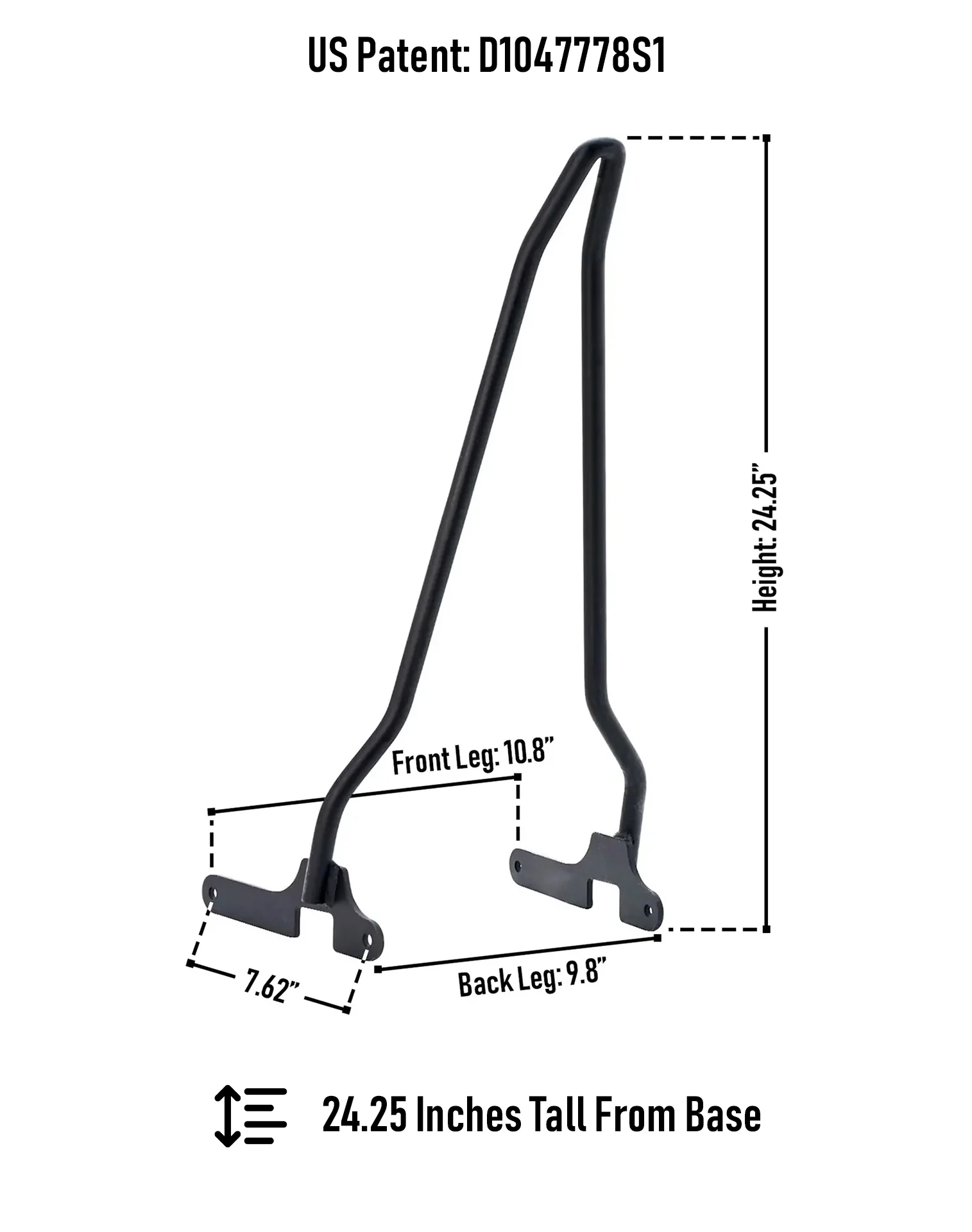 Iron Born Blade 25" Sissy Bar for Harley Sportster Forty Eight Matte Black - Image 7