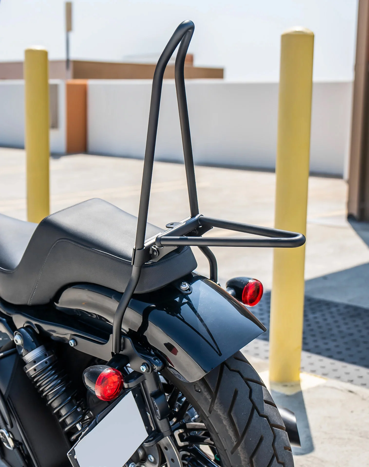 Iron Born Blade 25" Sissy Bar with Foldable Luggage Rack for Harley Sportster Forty Eight Matte Black - Image 3