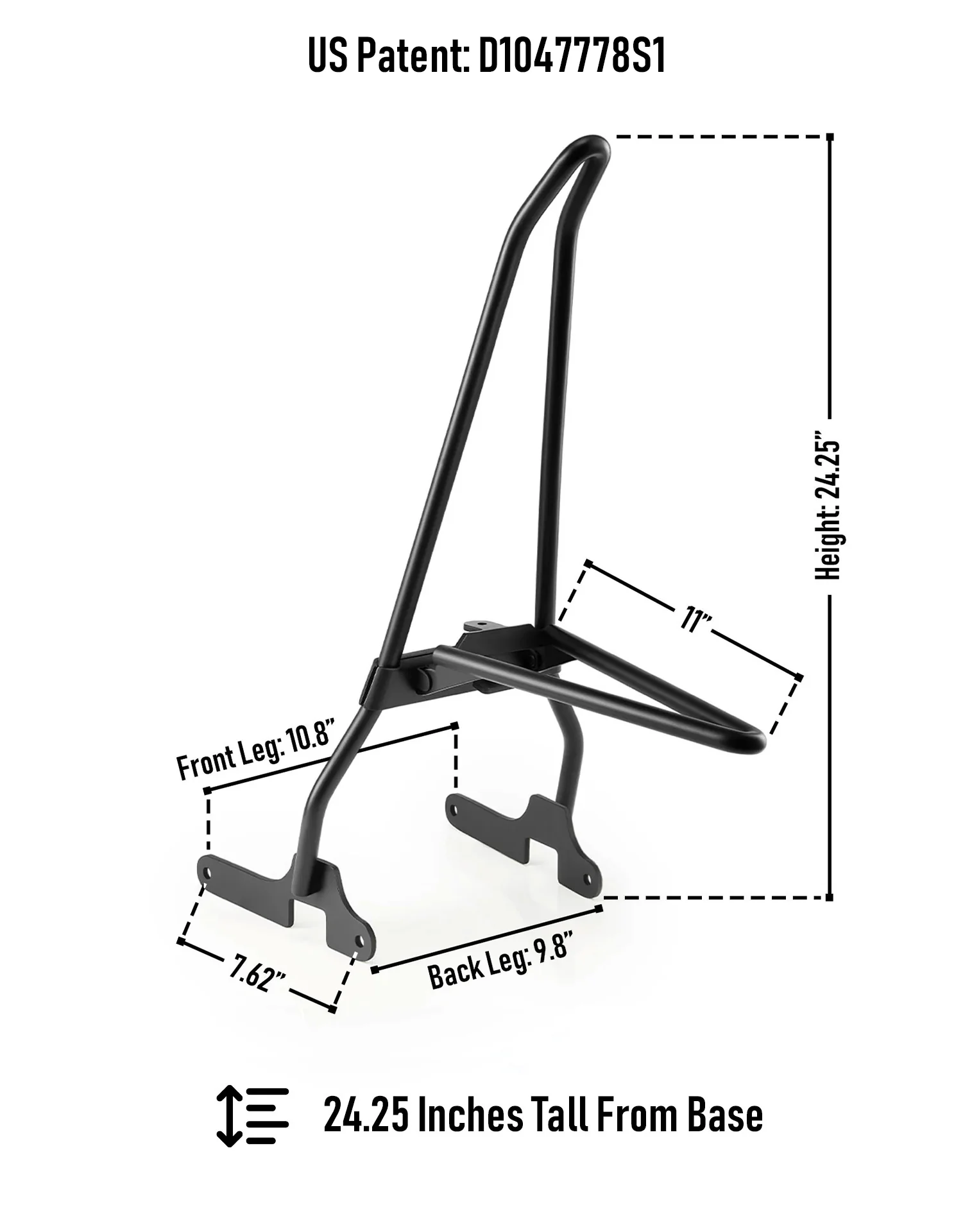 Iron Born Blade 25" Sissy Bar with Foldable Luggage Rack for Harley Sportster Forty Eight Matte Black - Image 7