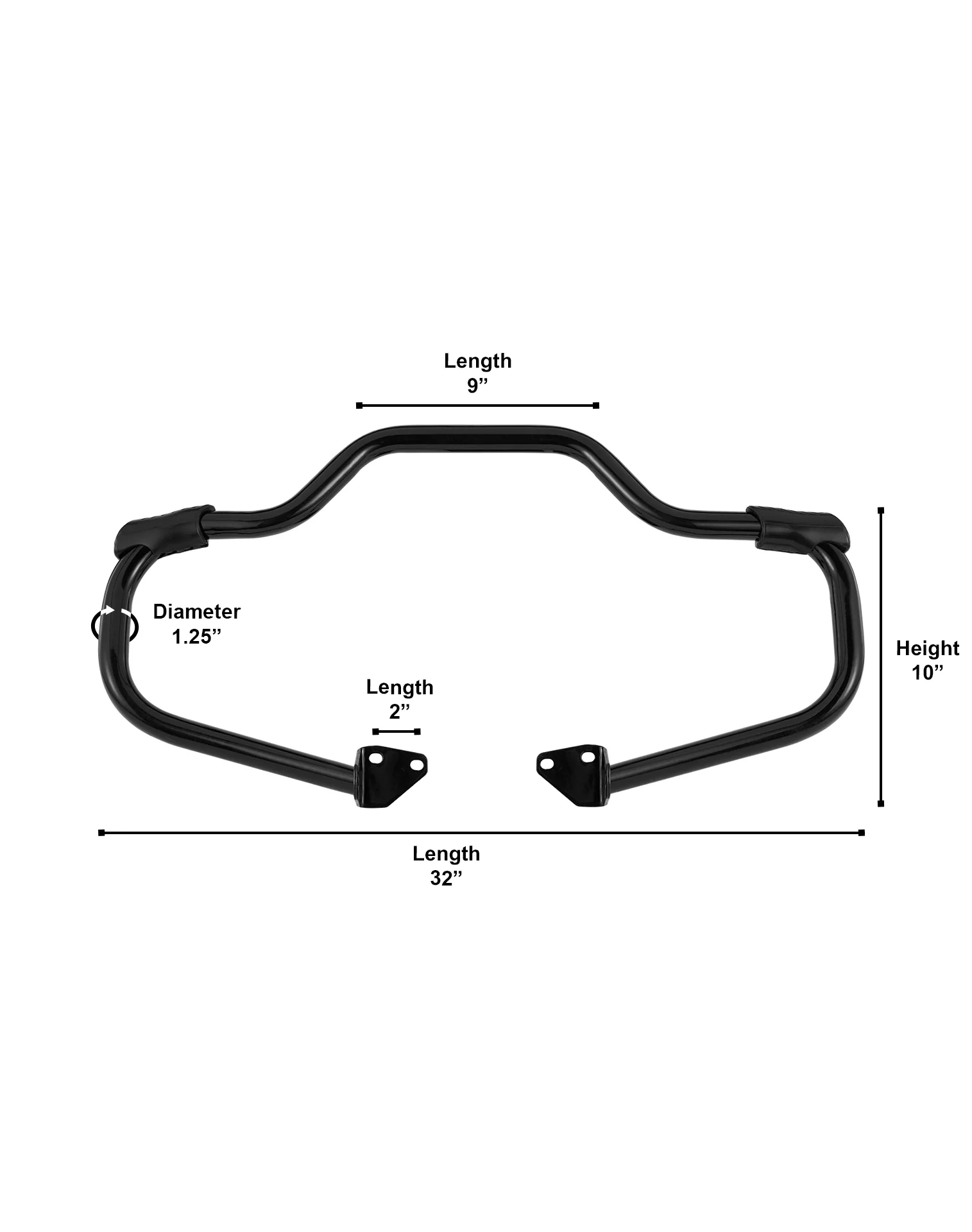 Viking Ironstrike Crash Bar for Harley Dyna Switchback FLD Gloss Black - Image 4