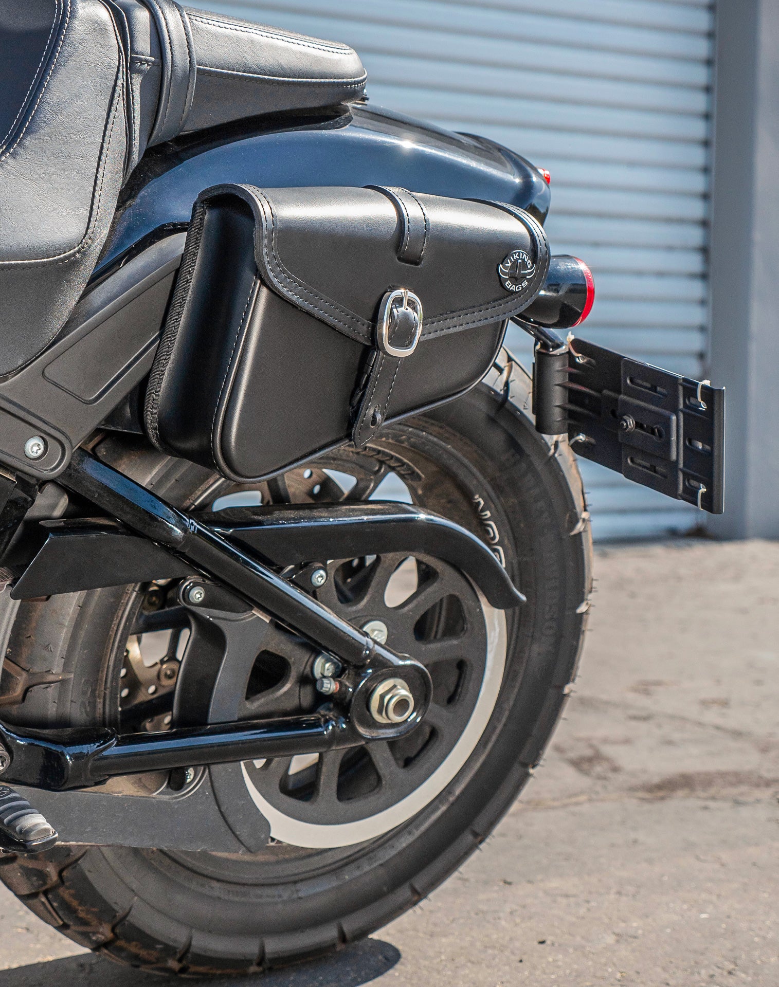 2L - Diablo Plain Leather Motorcycle Left Solo Bag For Harley Softail Fat Bob FXFB/S - Image 5