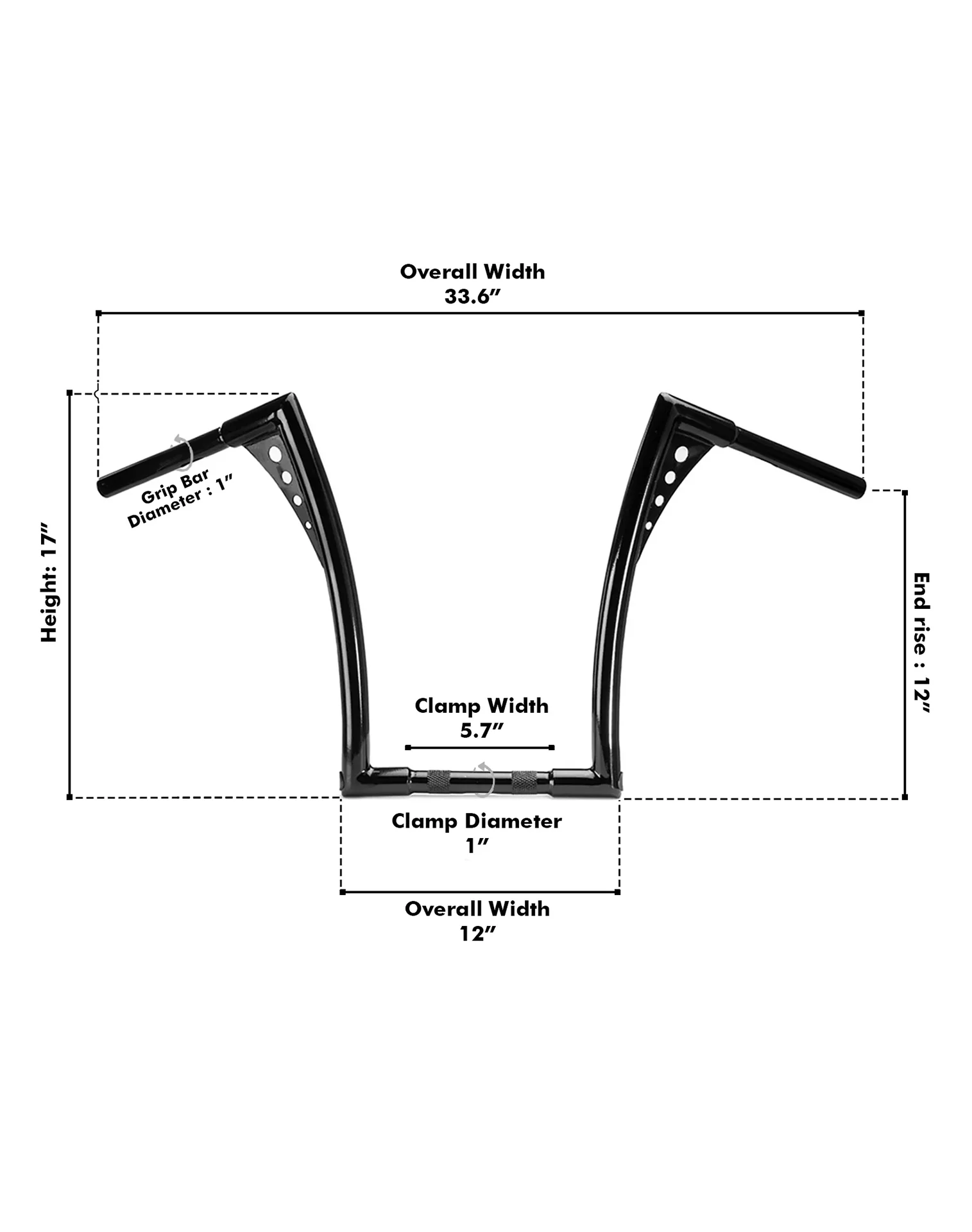 Viking Iron Born 12" Handlebar For Harley Softail Standard FXST/I Gloss Black - Image 3