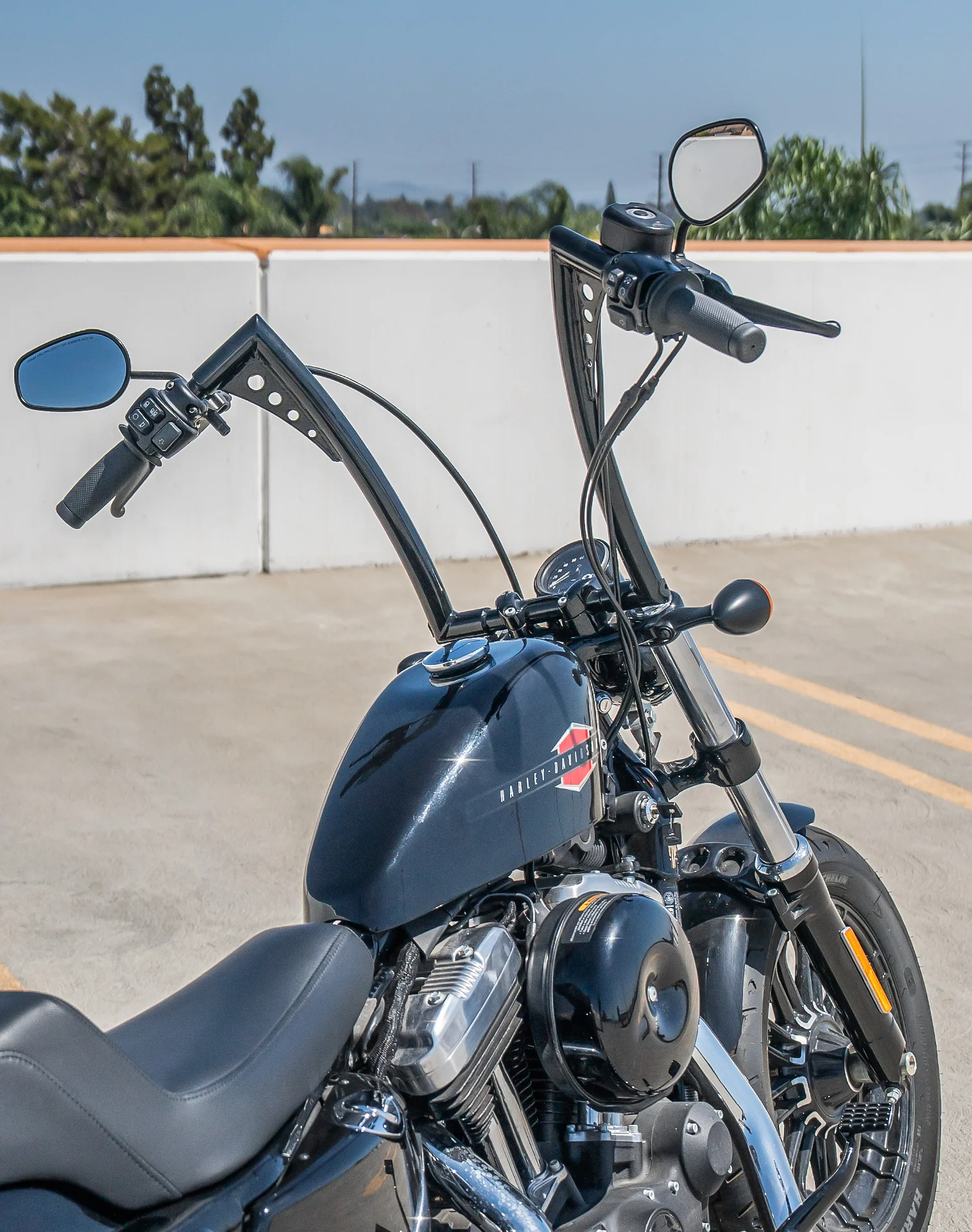 Viking Iron Born 12" Handlebar For Harley Sportster Forty Eight Gloss Black - Image 4