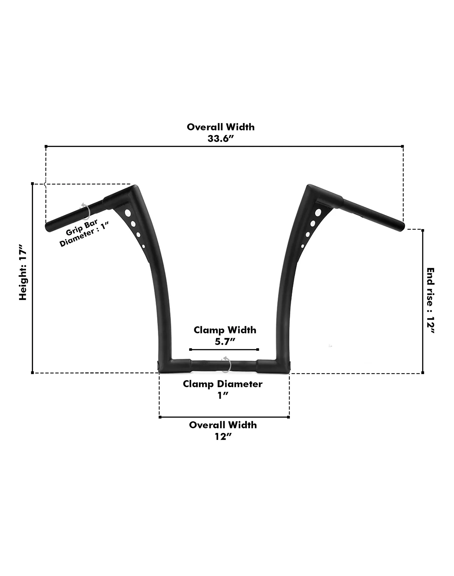 Viking Iron Born 12" Handlebar for Harley Dyna Super Glide FXD Matte Black - Image 3