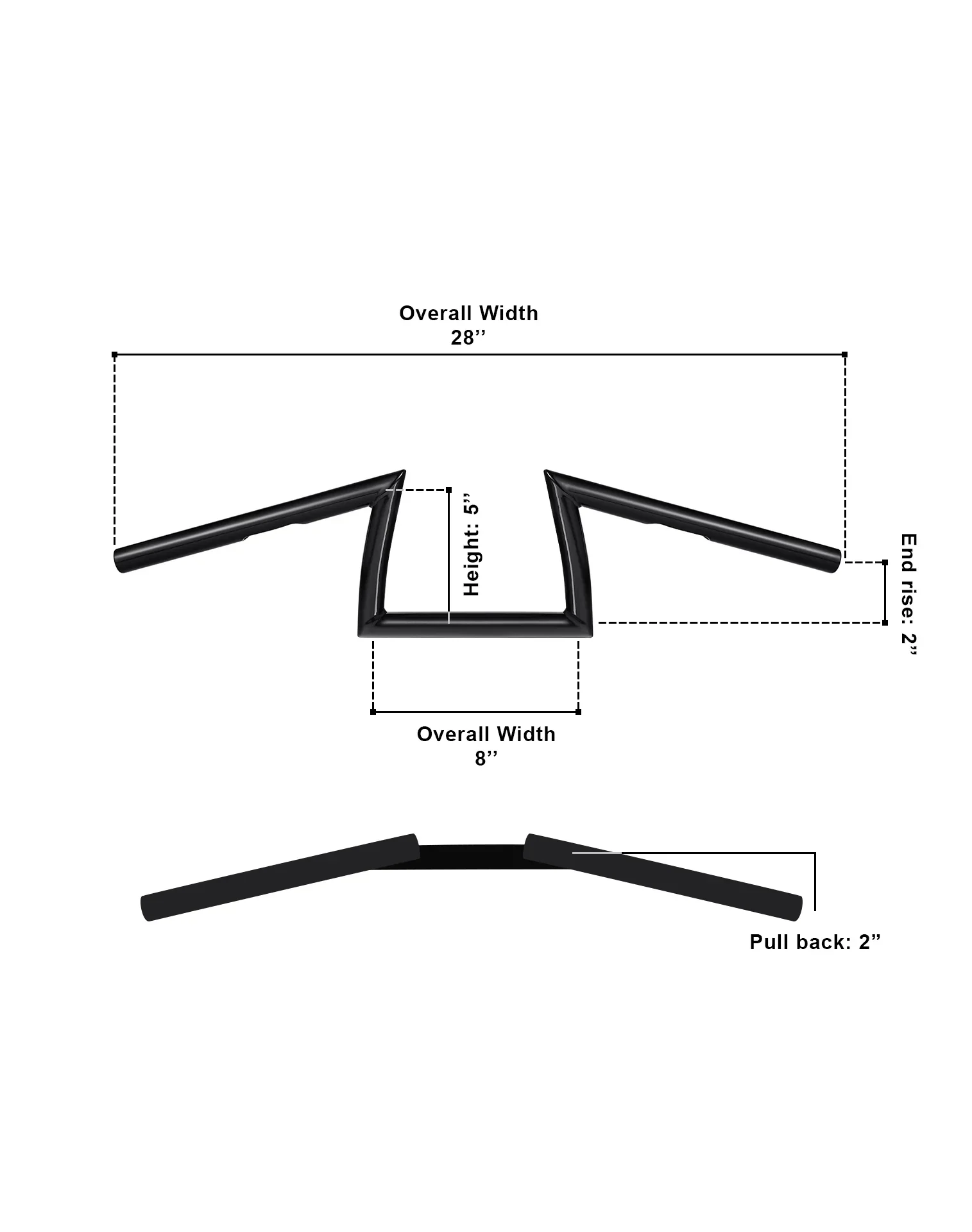 Viking Iron Born Z Handlebar For Harley Dyna Fat Bob FXDF Gloss Black - Image 3