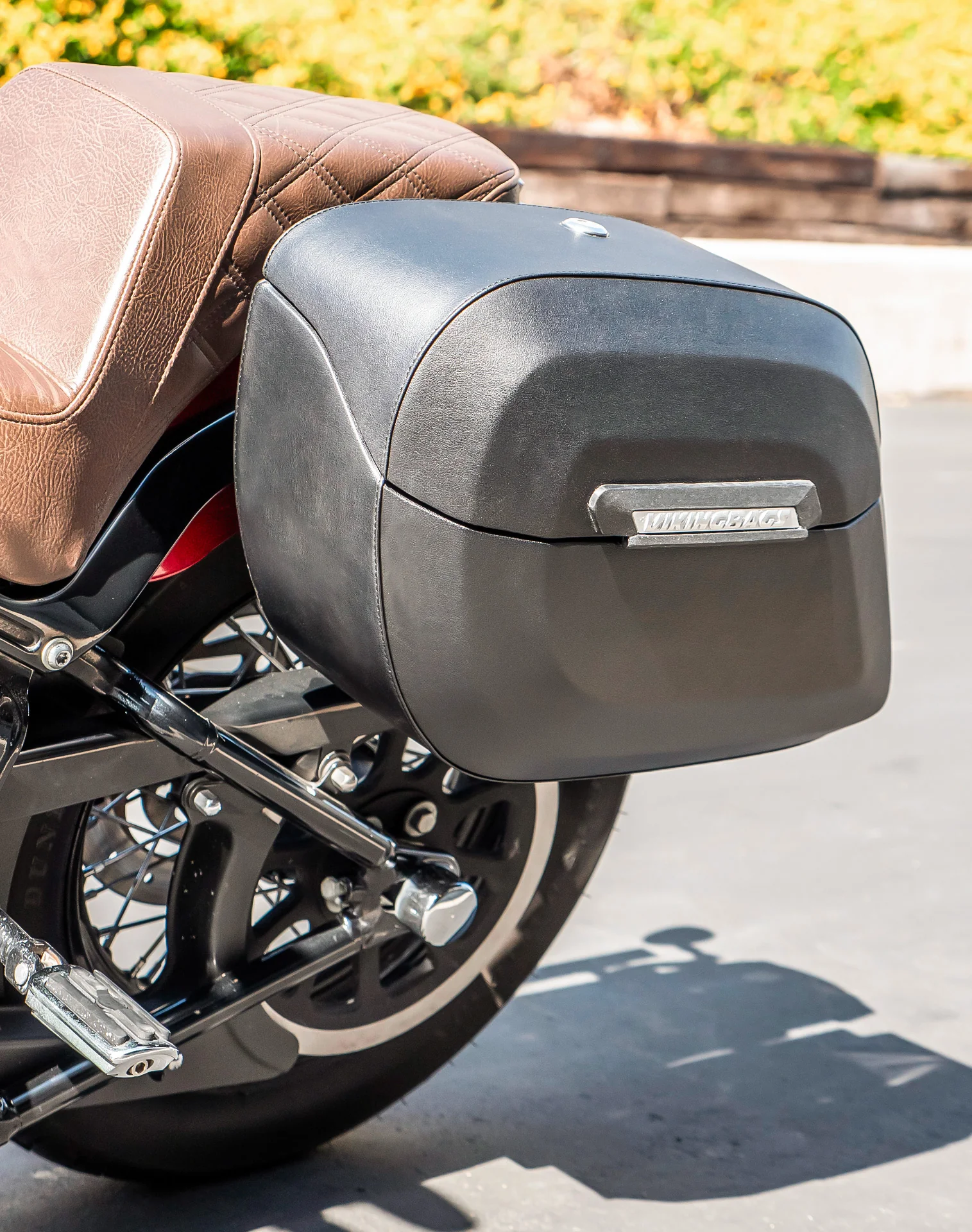 40L - Lamellar Raven XL Leather Covered Motorcycle Hard Saddlebags for Harley Softail Slim FLS - Image 4