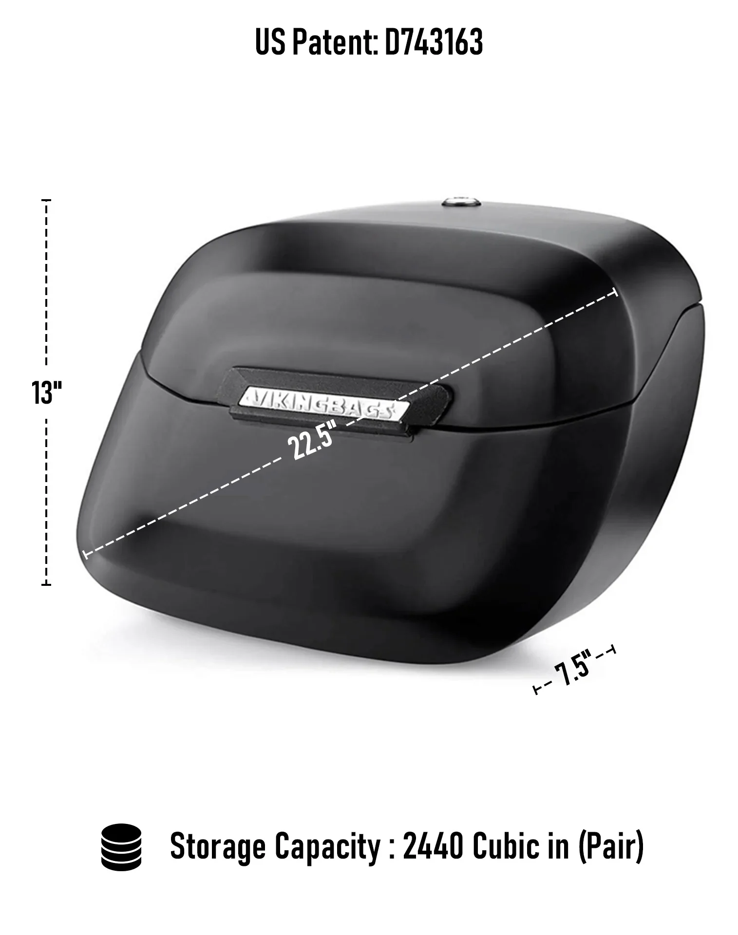 40L - Lamellar Raven Extra Large Matte Motorcycle Hard Saddlebags for Harley Softail Custom FXSTC - Image 3