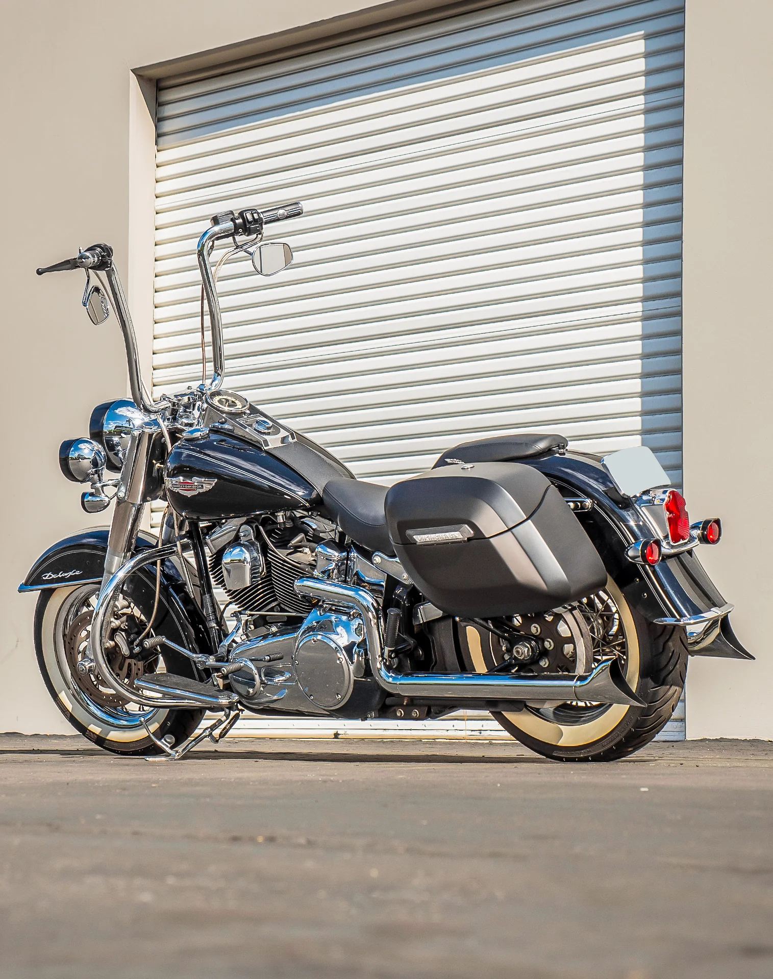 40L - Lamellar Raven Extra Large Matte Motorcycle Hard Saddlebags for Harley Softail Deluxe FLSTN/I - Image 3