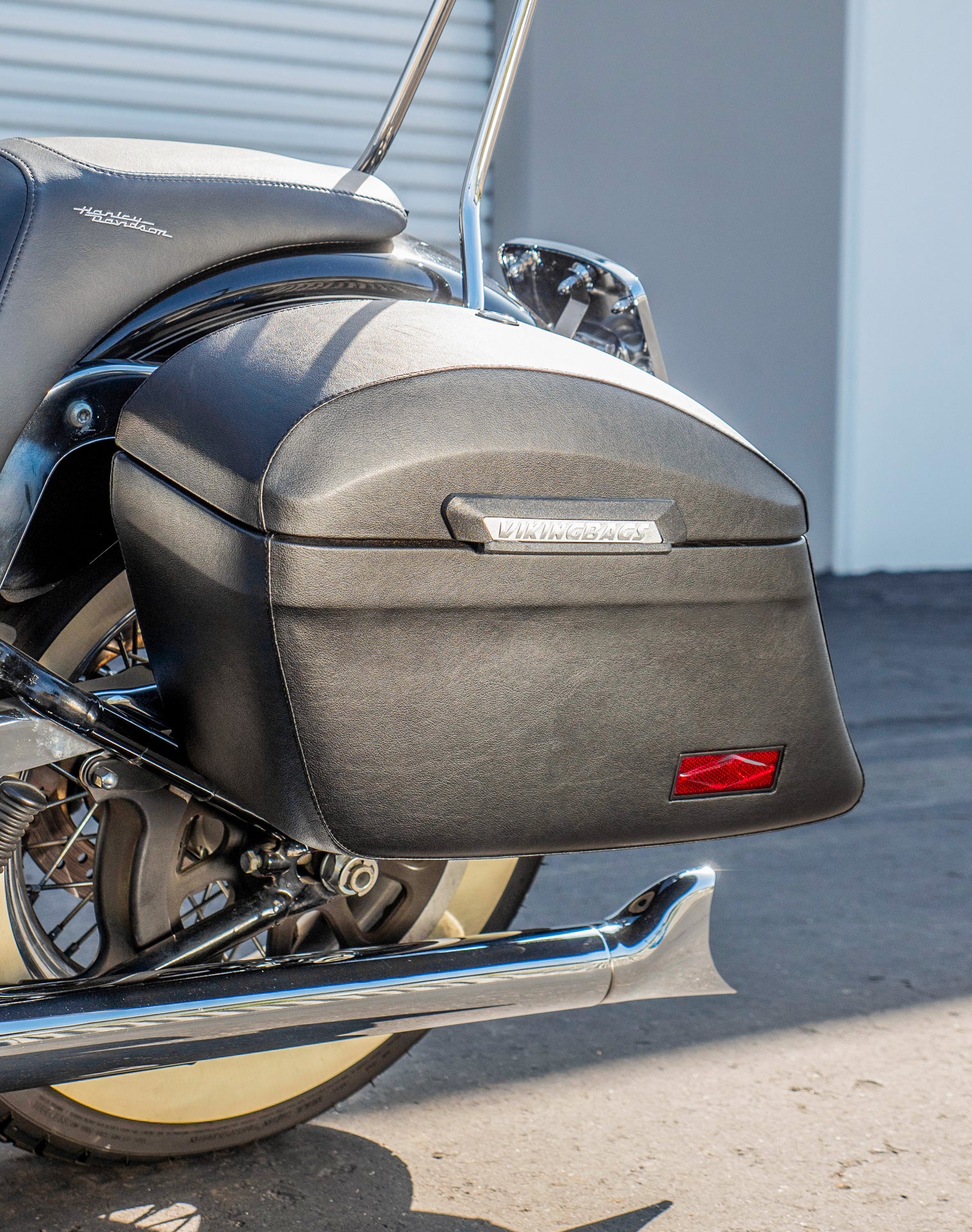 44L - Lamellar Stallion Extra Large Leather Covered Motorcycle Hard Saddlebags for Harley Softail Deluxe FLSTN/I - Image 5
