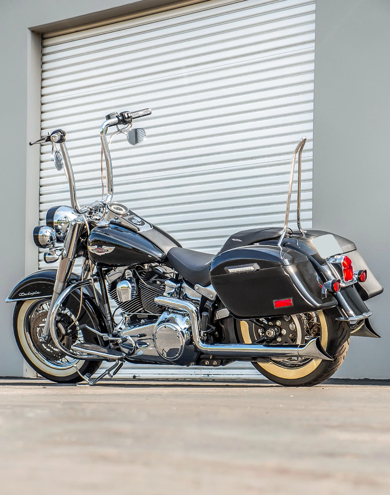 44L - Lamellar Stallion Extra Large Painted Motorcycle Hard Saddlebags for Harley Softail Deluxe FLSTN/I - Image 3