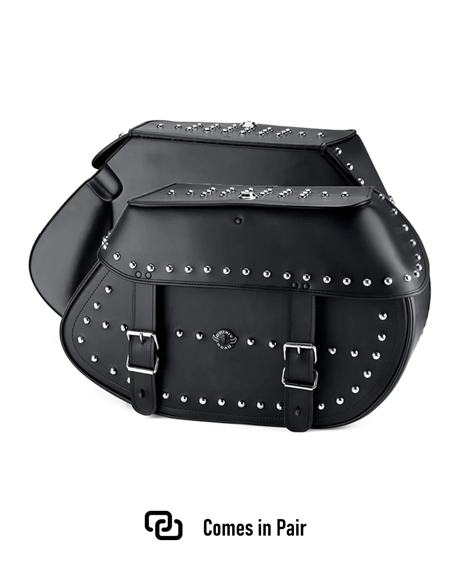 35L - Legacy Extra Large Studded Leather Motorcycle Saddlebags for Harley Softail Deluxe FLSTN/I - Image 9