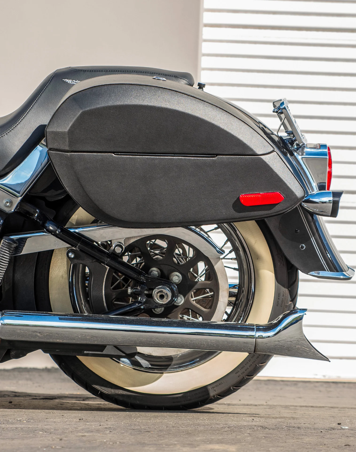 28L - Phantom Large Leather Wrapped Motorcycle Hard Saddlebags For Harley Softail Deluxe FLSTN/I - Image 4