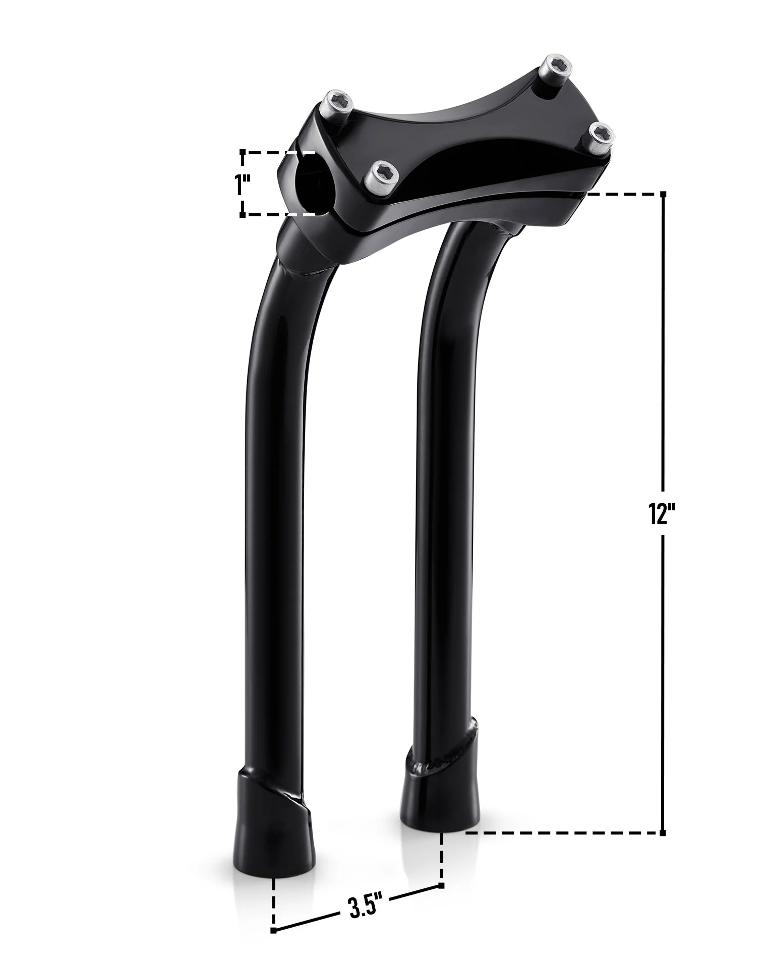 Viking Warlock 12" Pullback Handlebar Risers for Harley Dyna Switchback FLD Gloss Black - Image 5
